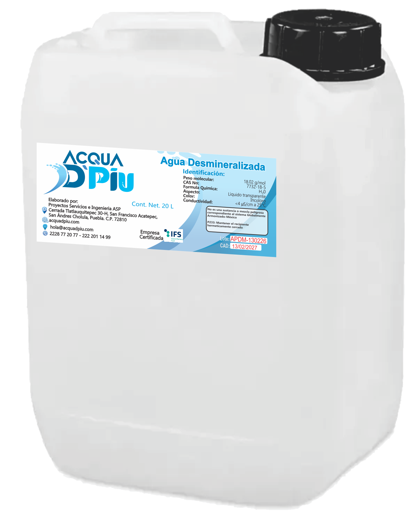 Agua Desmineralizada 20 litros