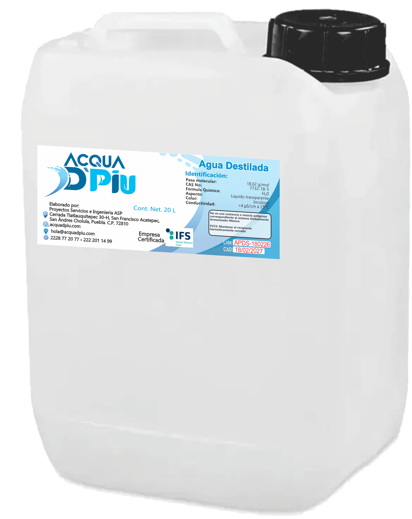 Agua Destilada 20 litros